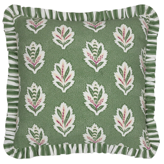 Sessile Leaf Ruffle Cushion Cover - Leaf Green (50 x 50cm)