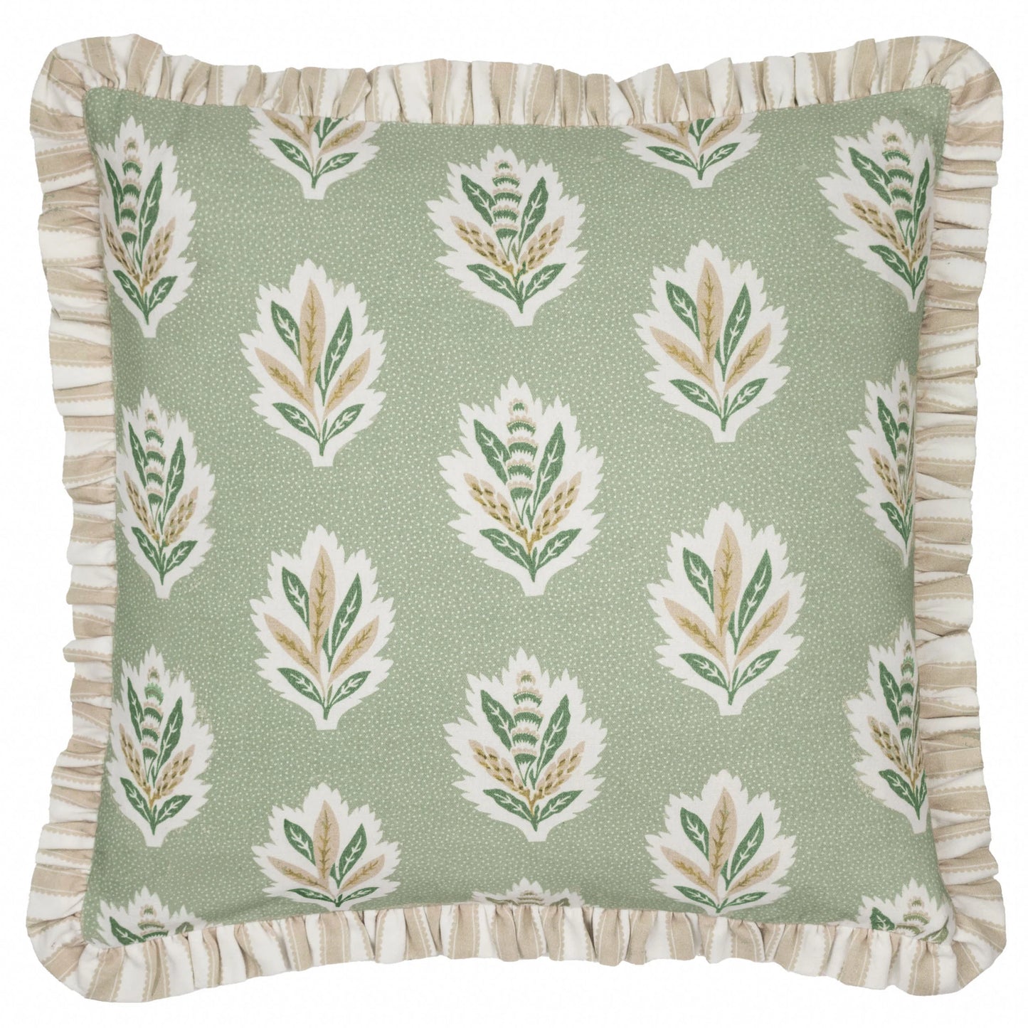 Sessile Leaf Ruffle Cushion Cover - Sage (50 x 50cm)