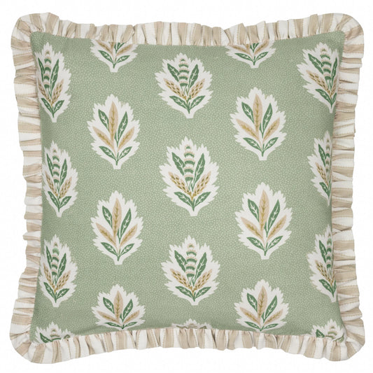 Sessile Leaf Ruffle Cushion Cover - Sage (50 x 50cm)