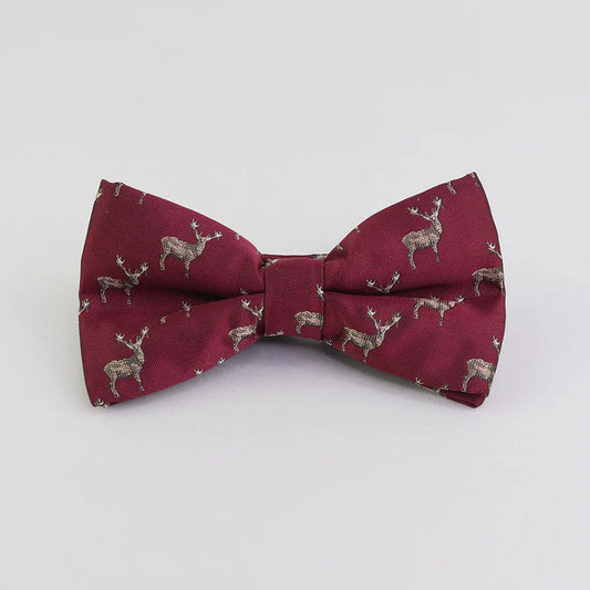 Microfibre Stag Bow Tie - Wine