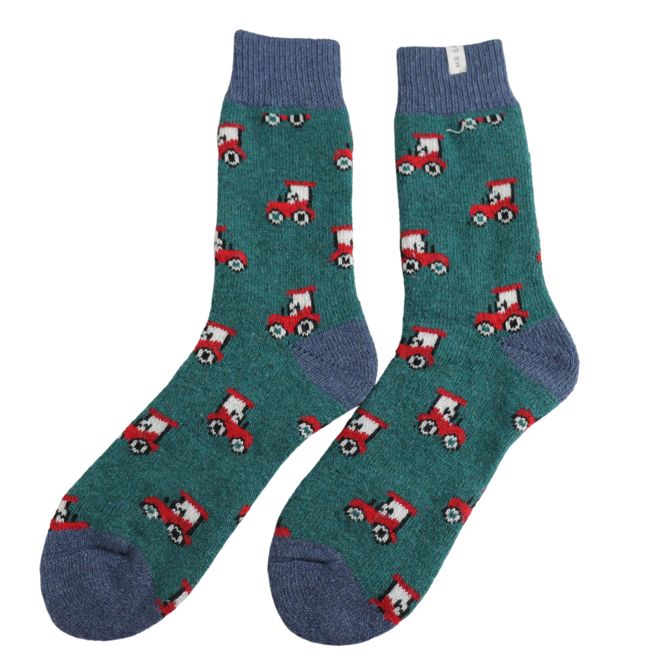 Mr Sparrow Tractor Wool Socks - Green