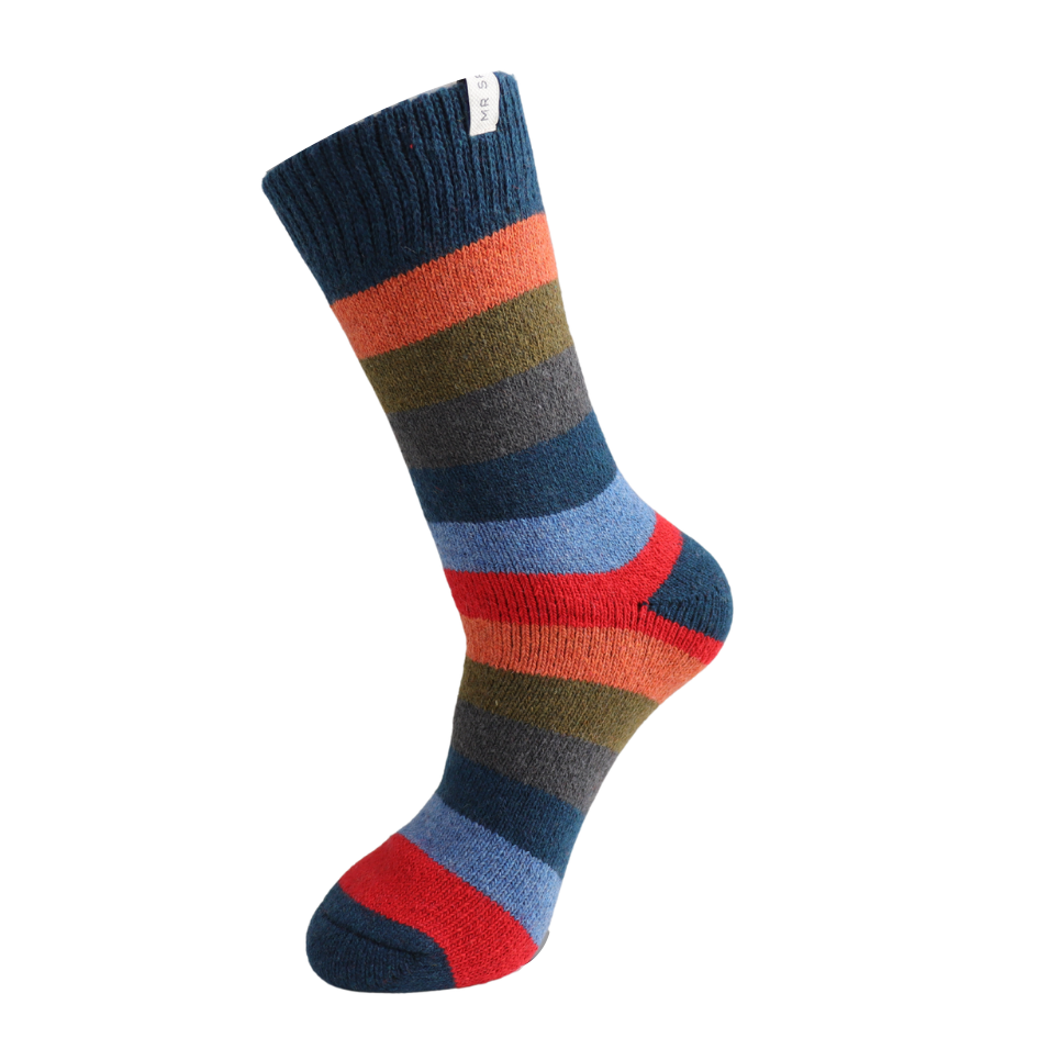 Mr Sparrow Wide Stripes Wool Socks - Teal