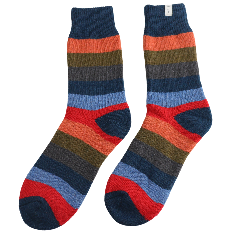 Mr Sparrow Wide Stripes Wool Socks - Teal