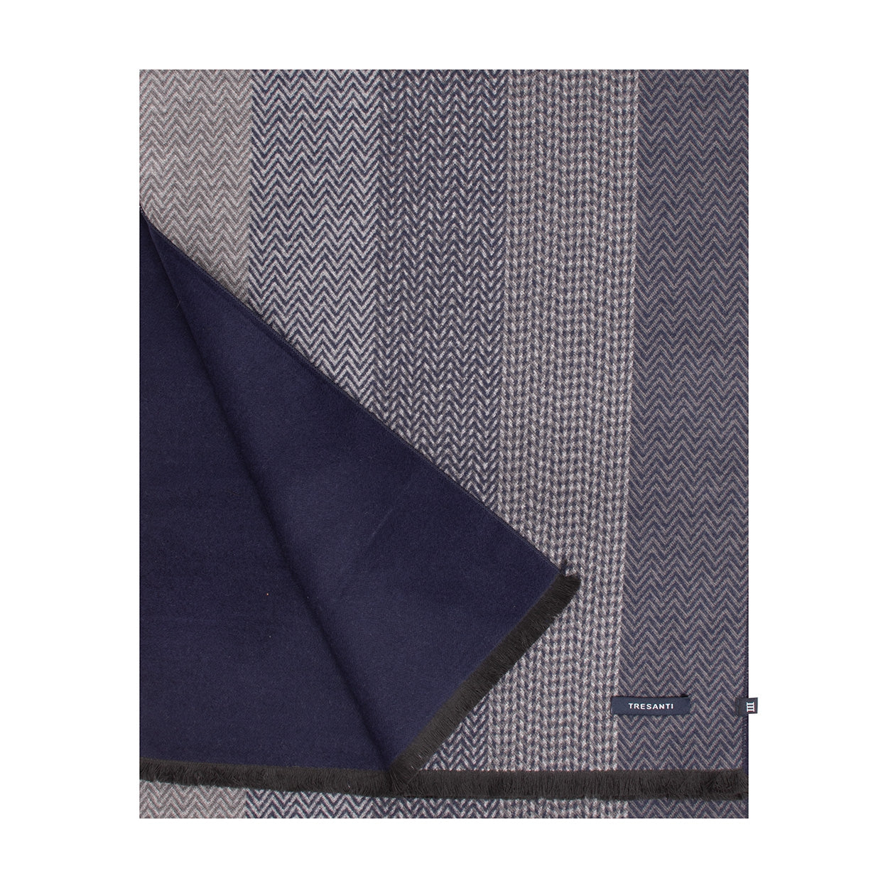 Tresanti Scarf - Belforte - Double Face Viscose - Fishbone - Navy