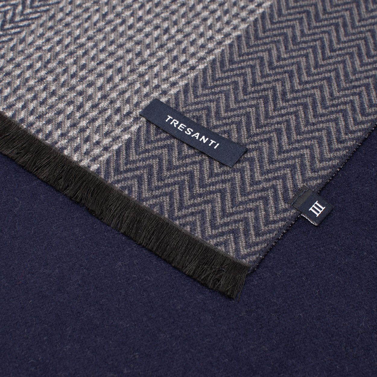 Tresanti Scarf - Belforte - Double Face Viscose - Fishbone - Navy