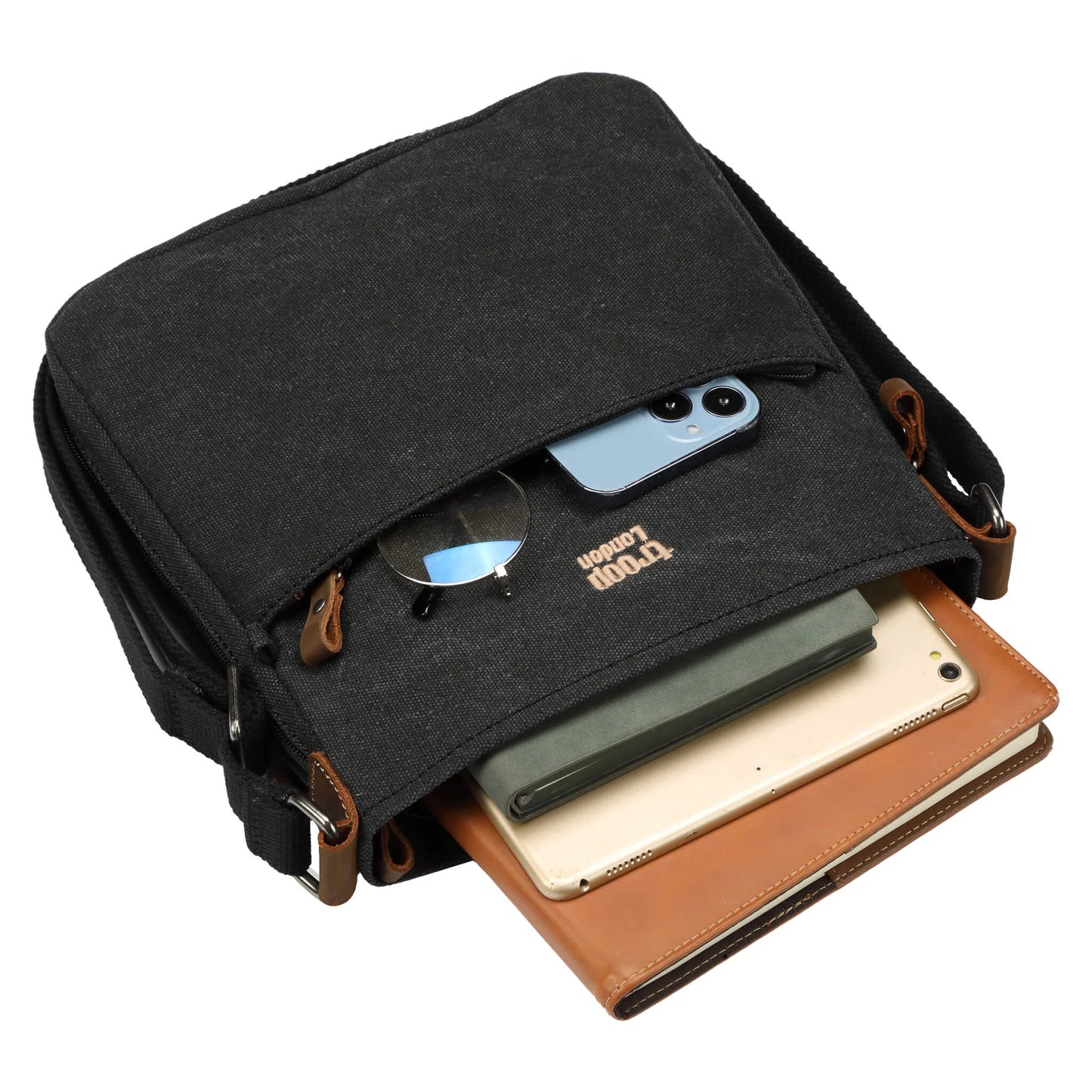 Troop Across Body Bag (TRP0237) - Black (Stone Washed)