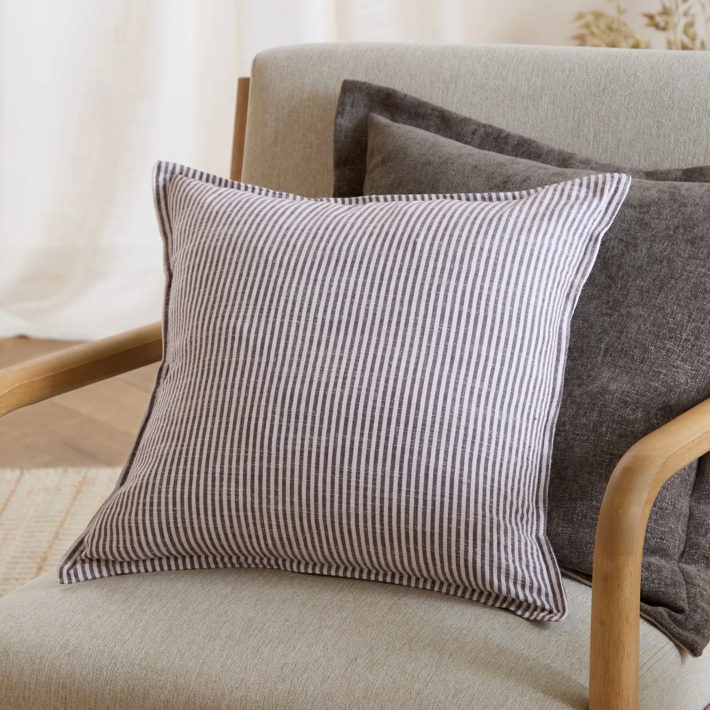 Truro Stripe Cushion Cover - Chocolate