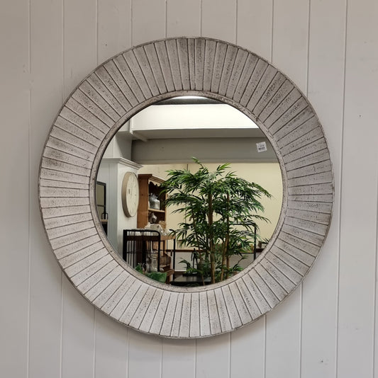 White Wash Round Mirror