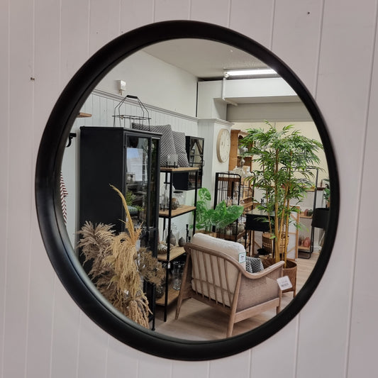 Wilton Small Round Black Walnut Mirror