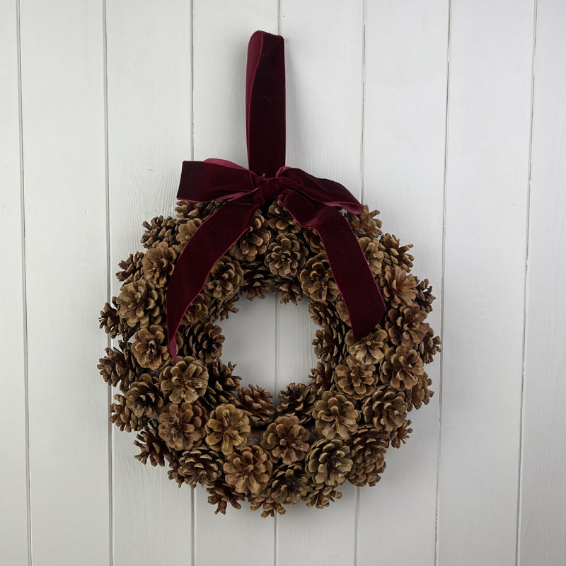 Pinecone Wreath with Bow (Large)