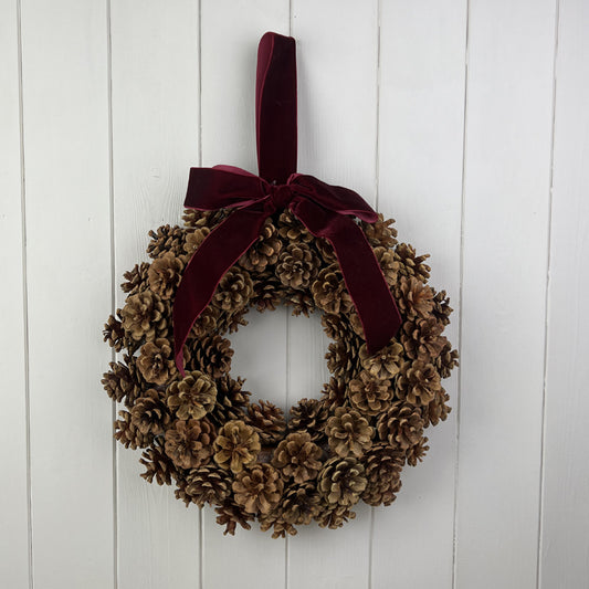 Pinecone Wreath with Bow (Large)
