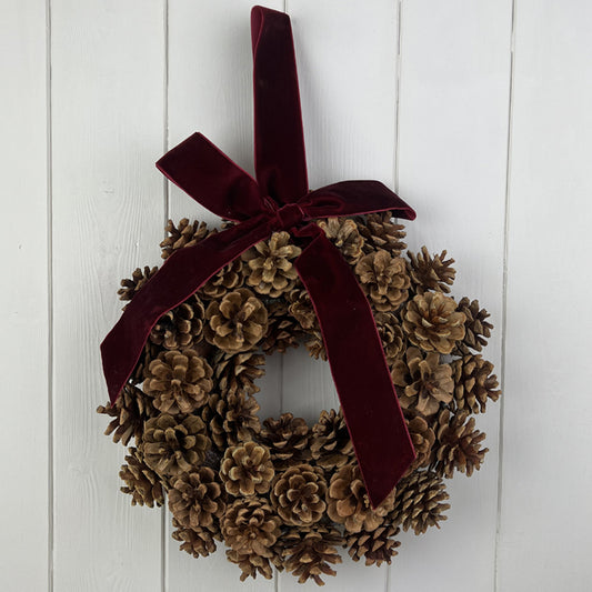 Pinecone Wreath with Bow (Small)