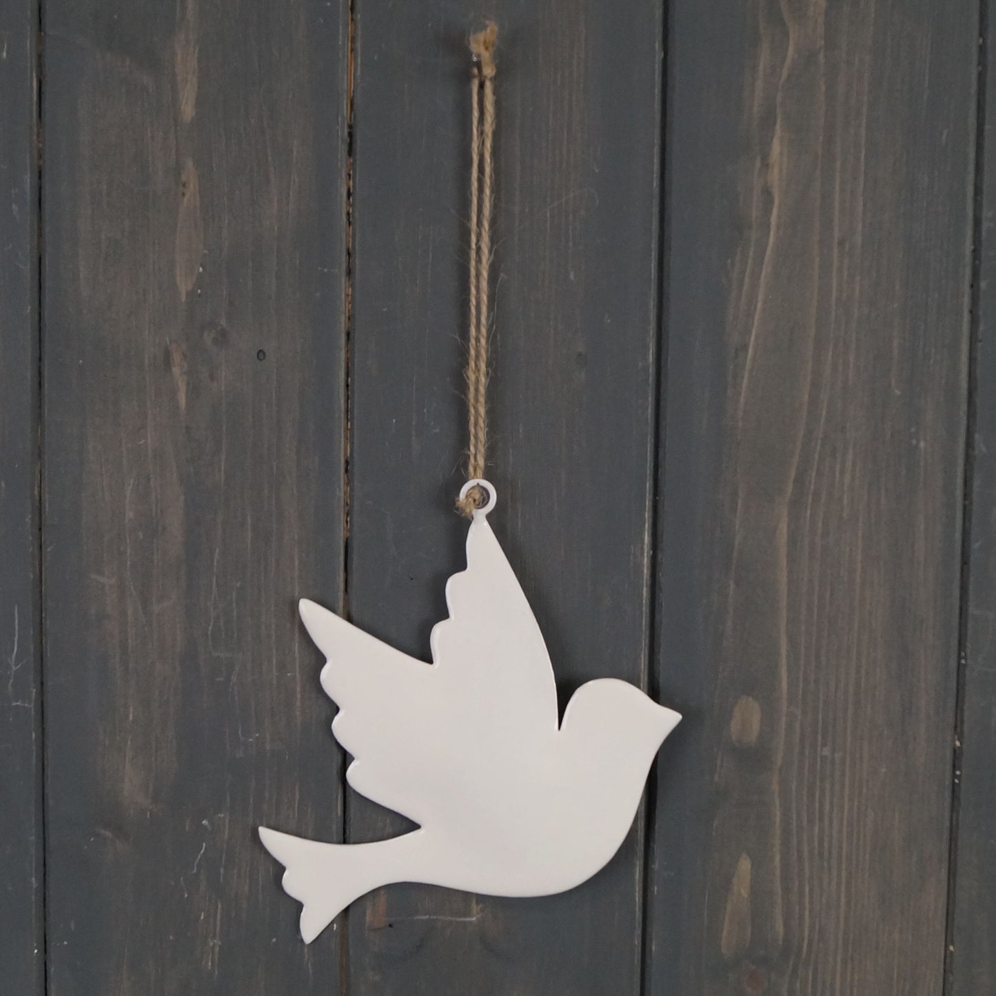 White Enamel Hanging Dove