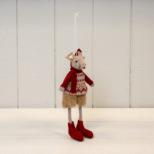 Red/Beige Hanging Mouse With Jumper