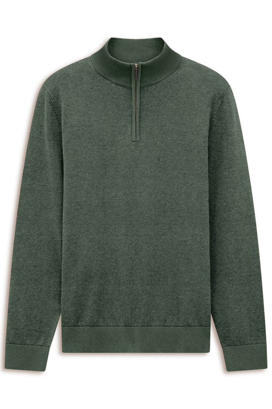 Bugatti Quarter Zip Knitwear - Fir Green