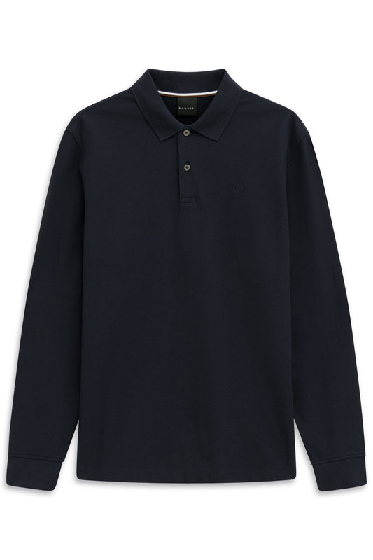 Bugatti Long Sleeve Polo Shirt - Navy