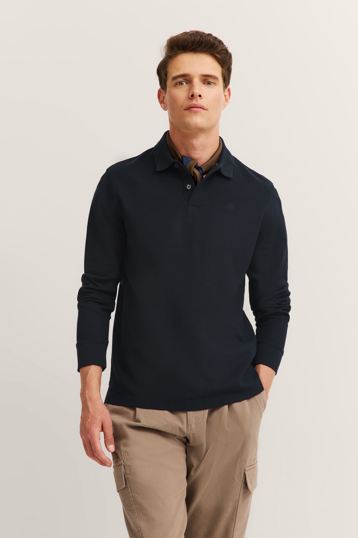 Bugatti Long Sleeve Polo Shirt - Navy