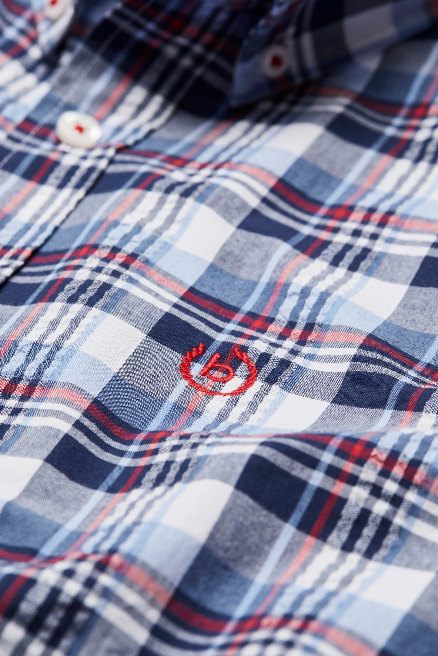 Bugatti Short Sleeve Shirt - Navy Check