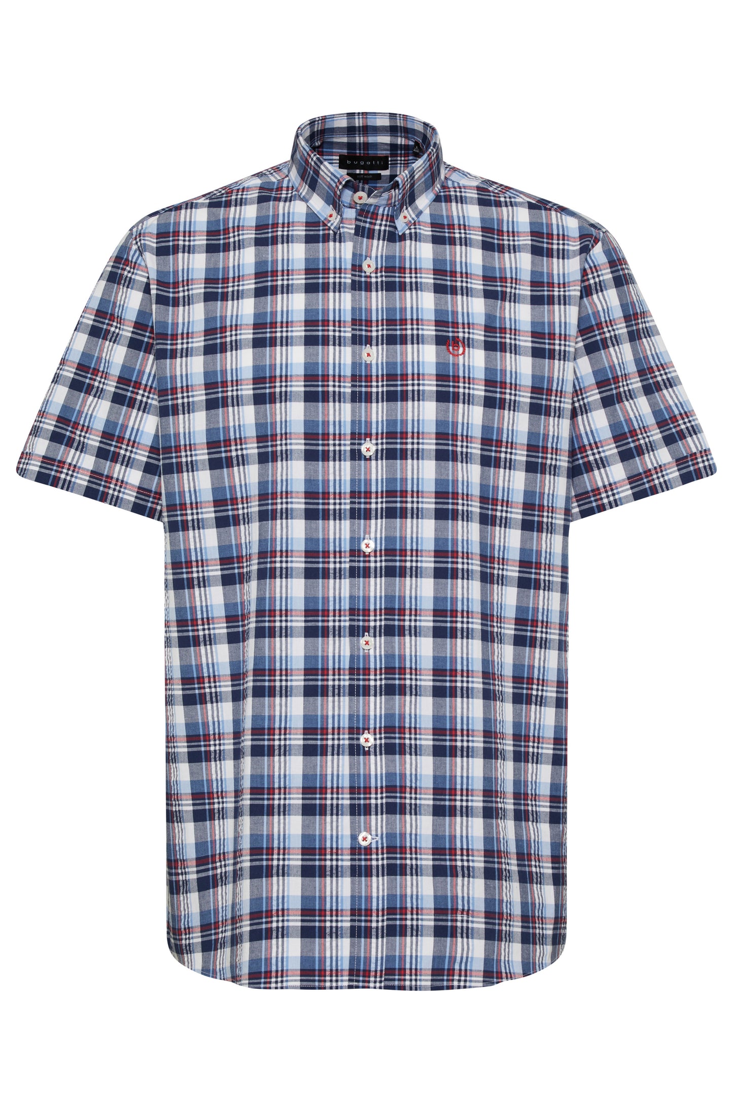 Bugatti Short Sleeve Shirt - Navy Check