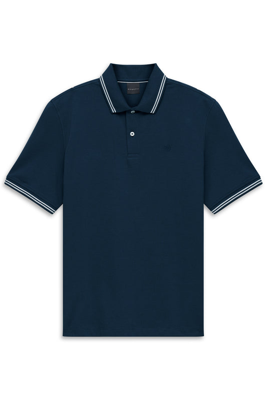 Bugatti Polo Shirt - Navy/White Stripe
