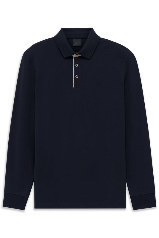 Bugatti Long Sleeve Polo Shirt - Navy