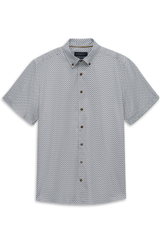 Bugatti Short Sleeve Shirt - Brown Circles