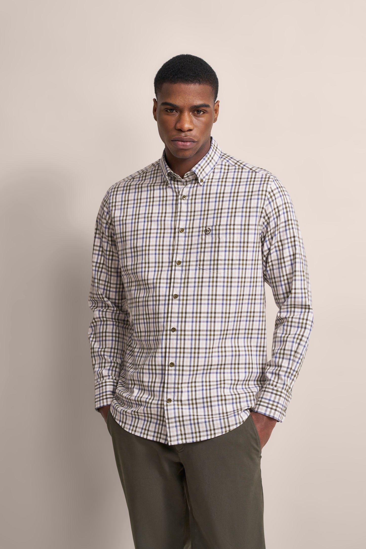 Bugatti Casual Shirt - Green/purple check