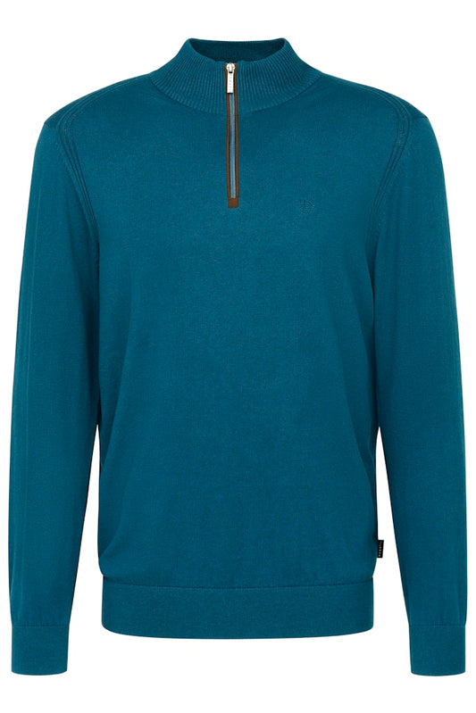 Bugatti Quarter Zip Knitwear - Teal