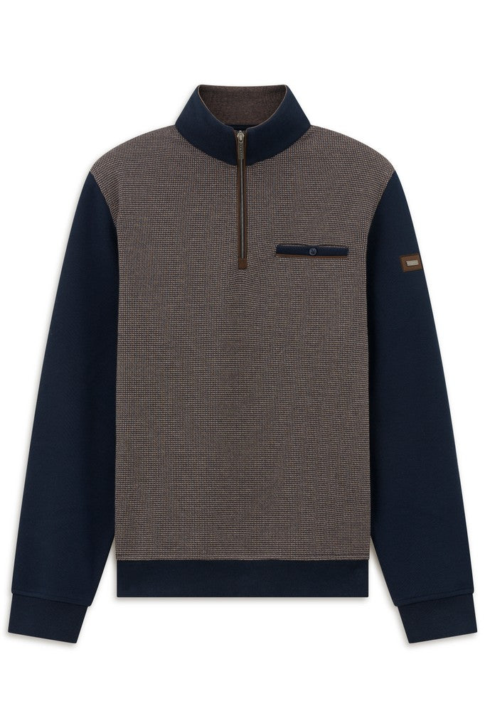 Bugatti Quarter Zip Sweatshirt - Navy/Grey