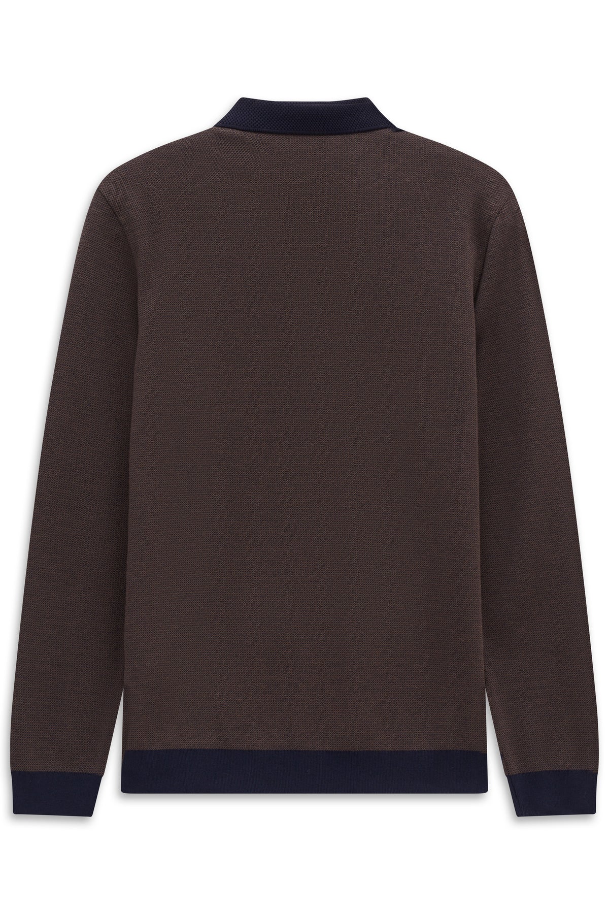 Bugatti Long Sleeve Polo Shirt - Brown/Navy