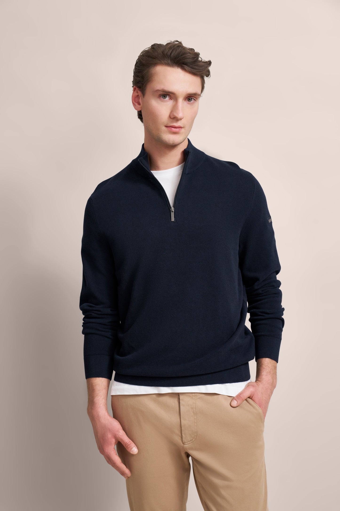 Bugatti Quarter Zip Knitwear - Navy