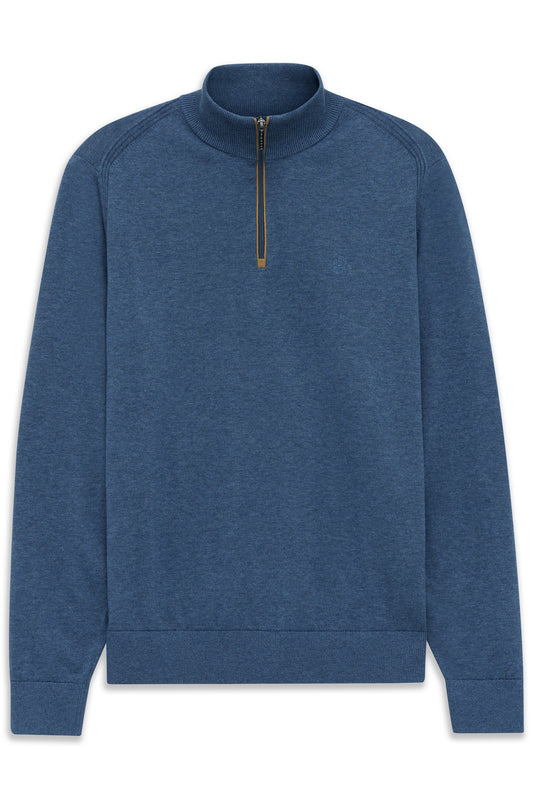 Bugatti Quarter Zip Knitwear - Denim Blue
