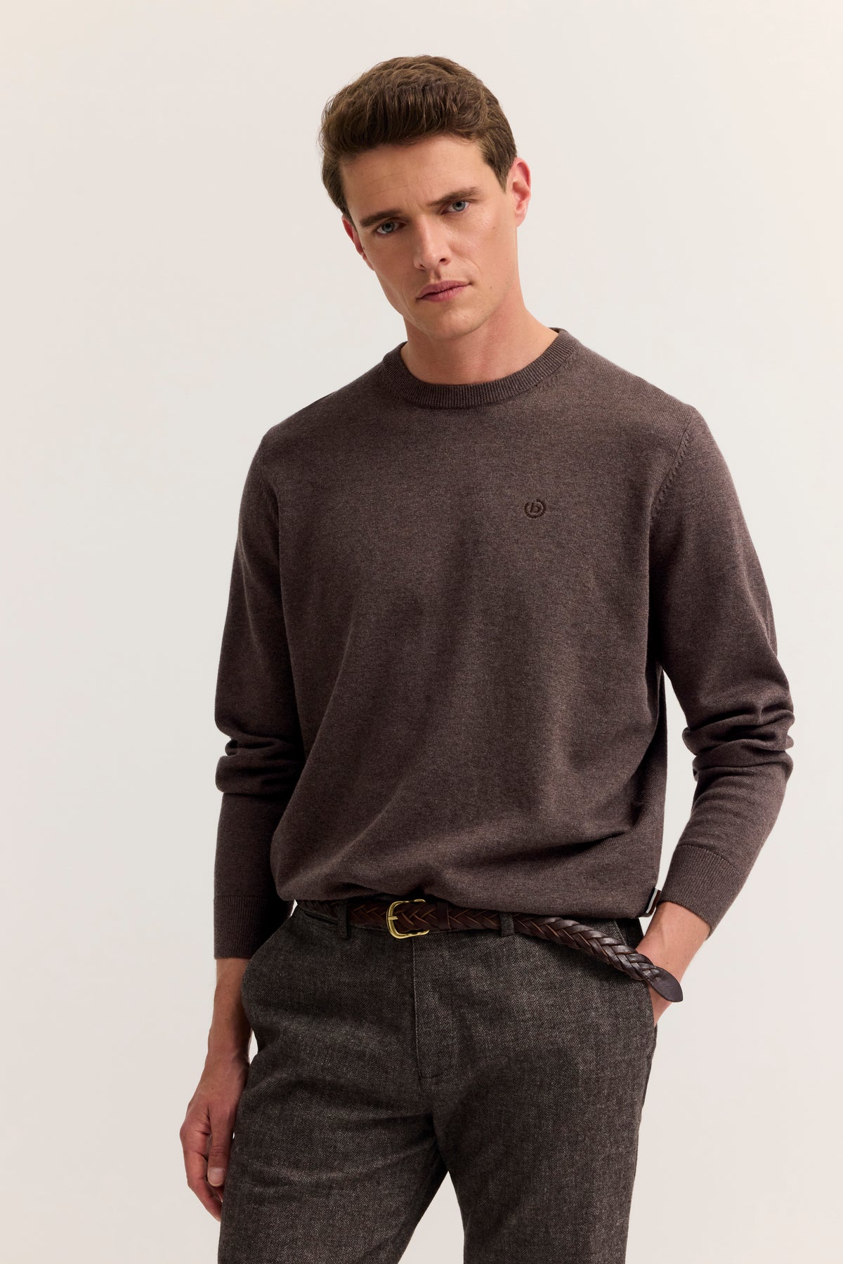 Bugatti Round Neck Knitwear - Brown