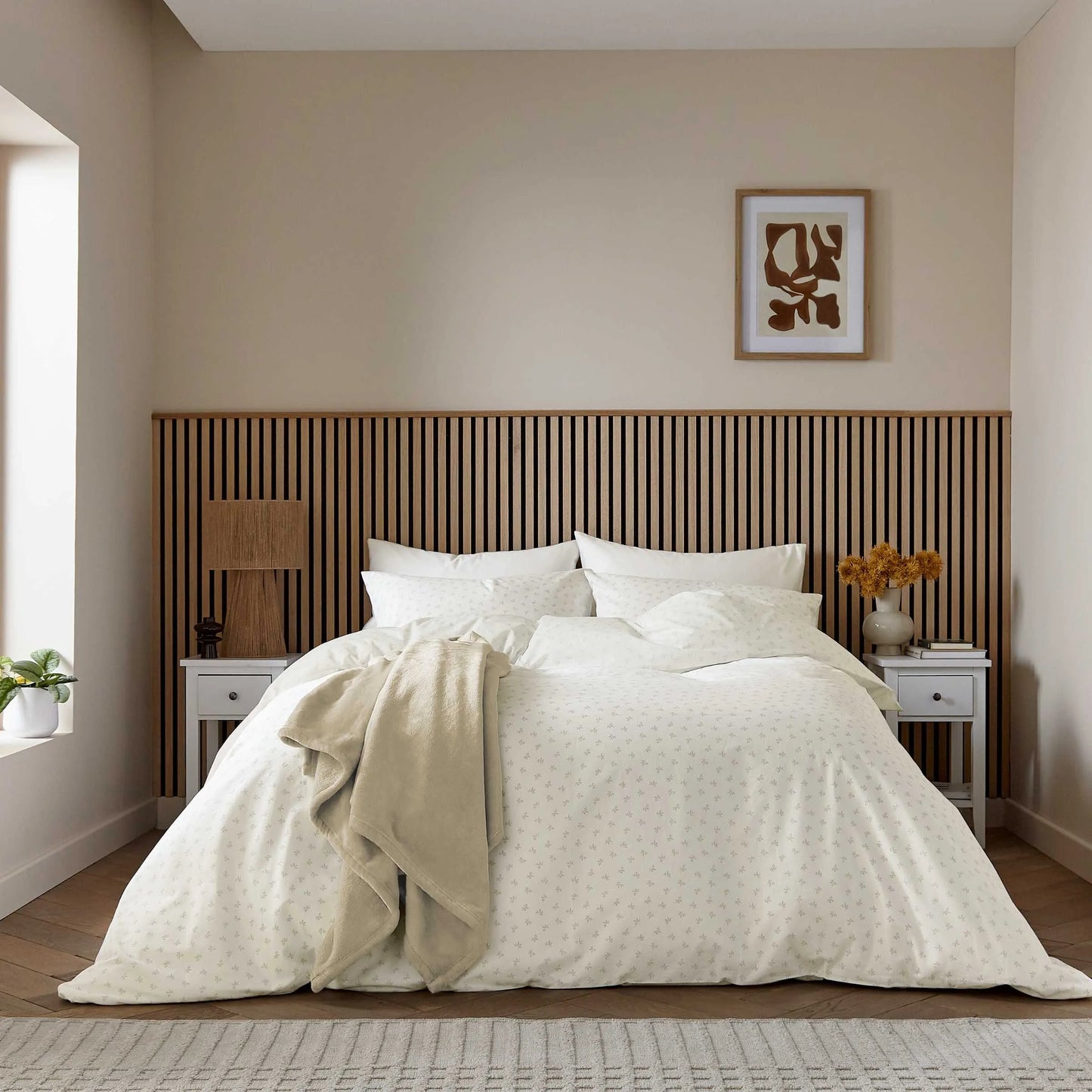 Calico & Chalk Leaf Sprig Cover Set - Linen
