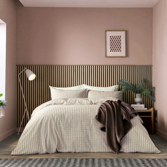 Calico & Chalk Tranquil Check Cover Set - Chocolate