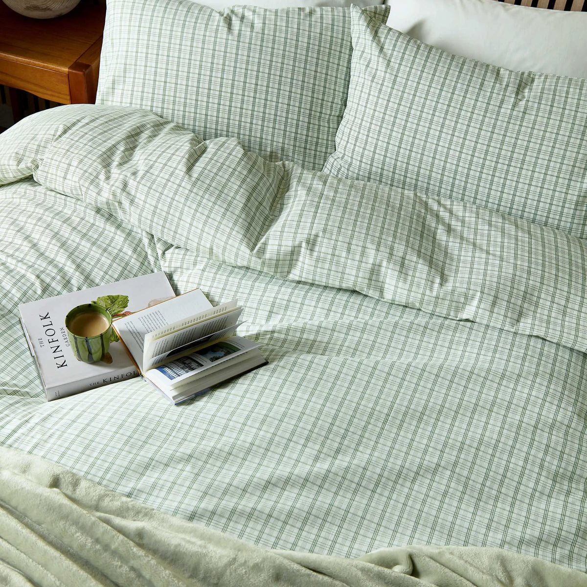 Calico & Chalk Tranquil Check Cover Set - Green