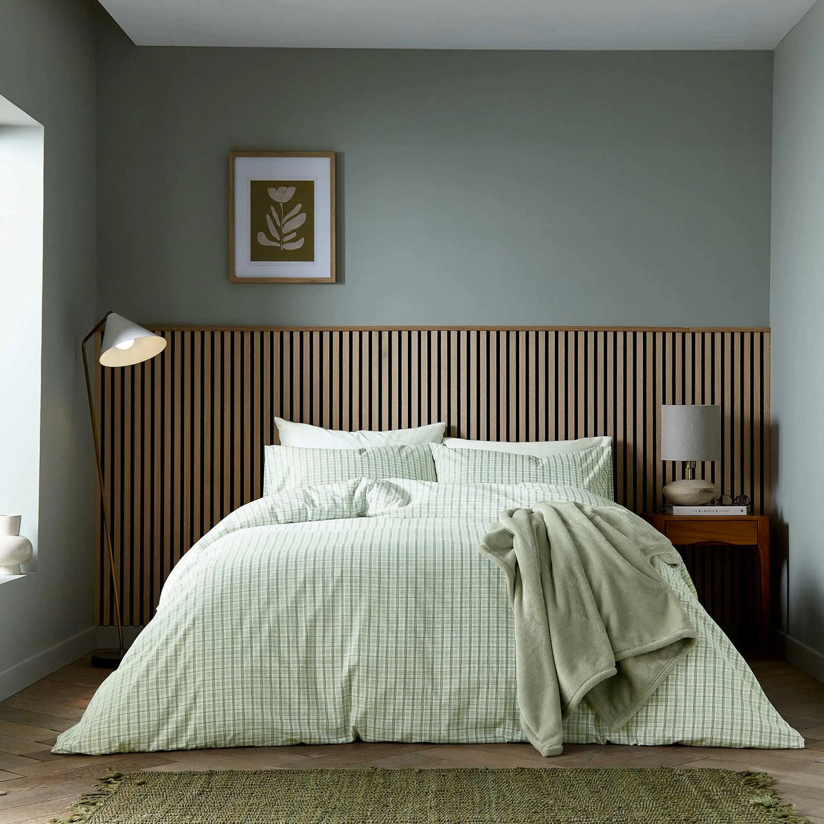 Calico & Chalk Tranquil Check Cover Set - Green