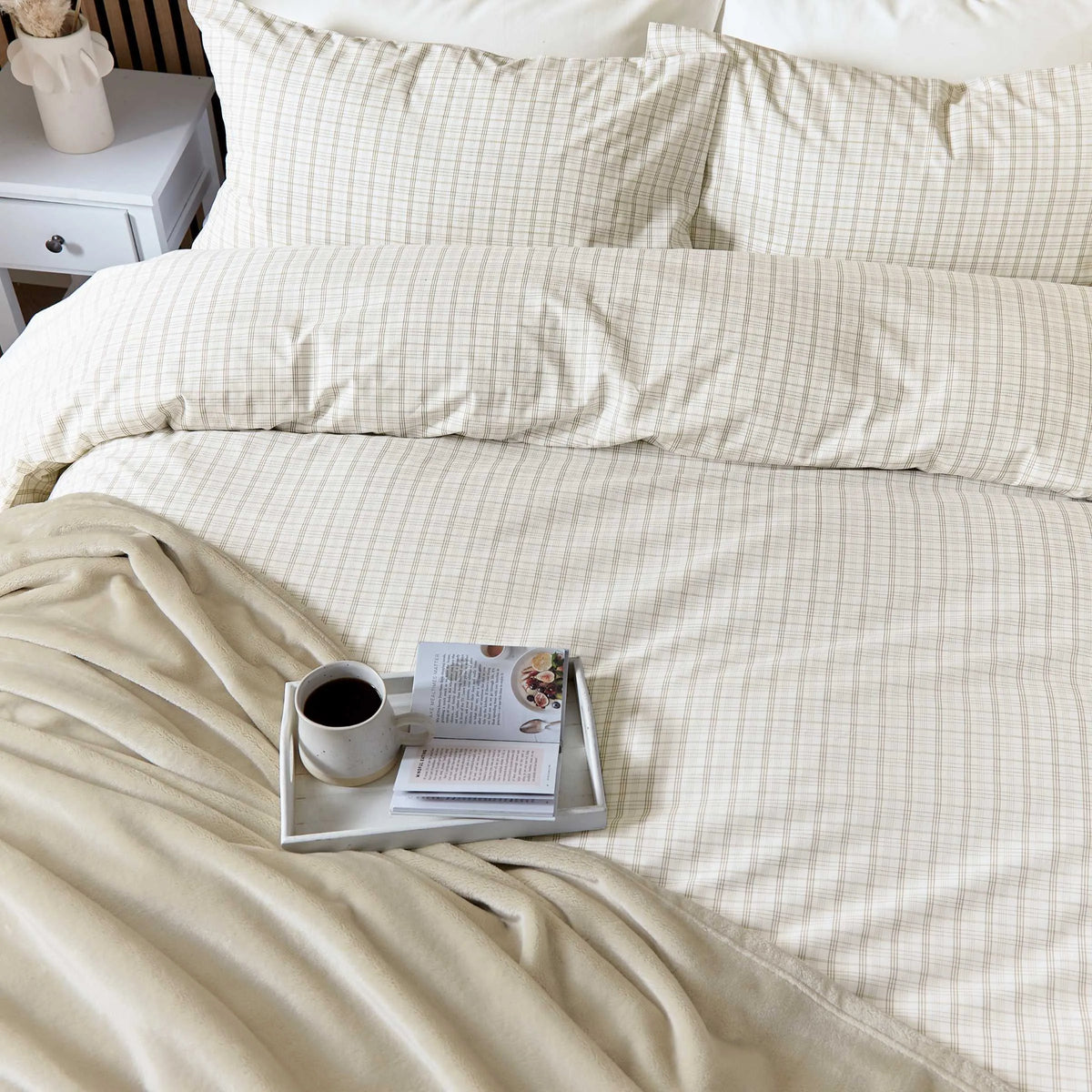 Calico & Chalk Tranquil Check Cover Set - Linen