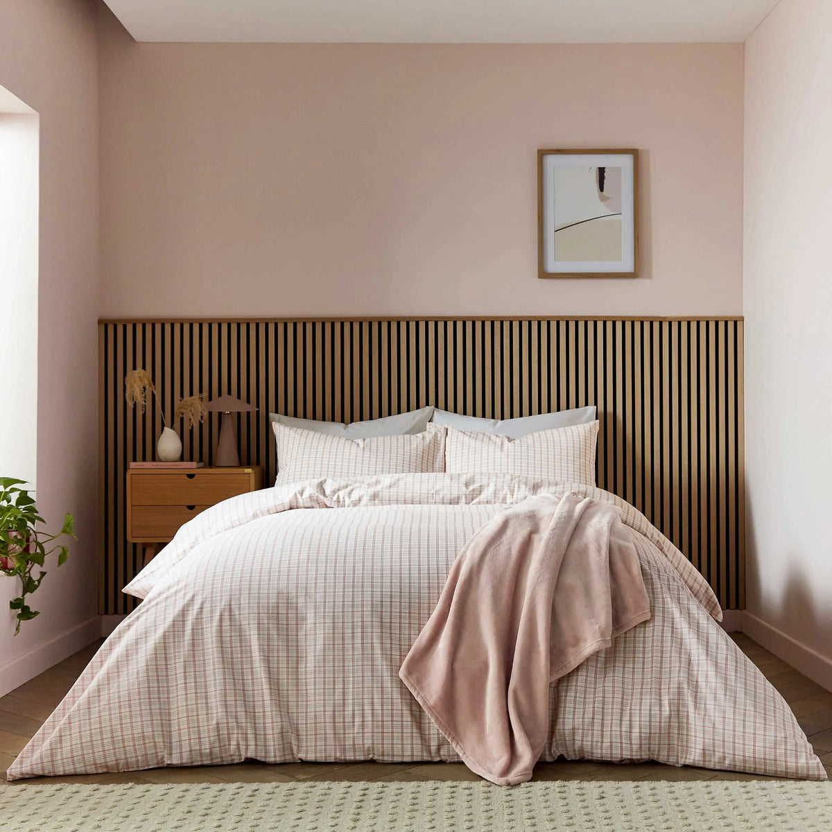 Calico & Chalk Tranquil Check Cover Set - Pink