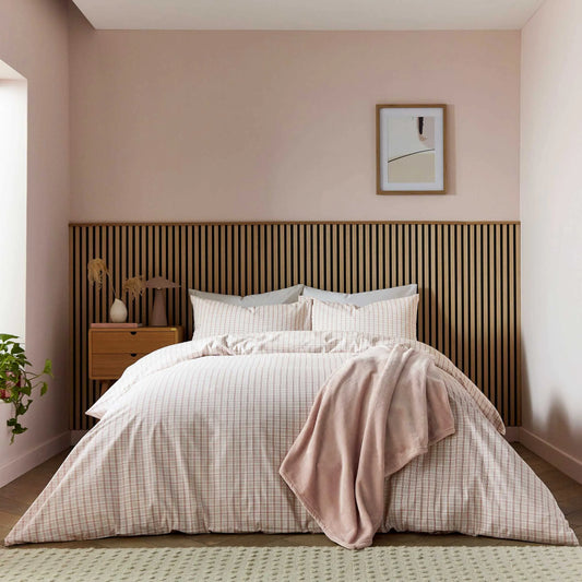 Calico & Chalk Tranquil Check Cover Set - Pink