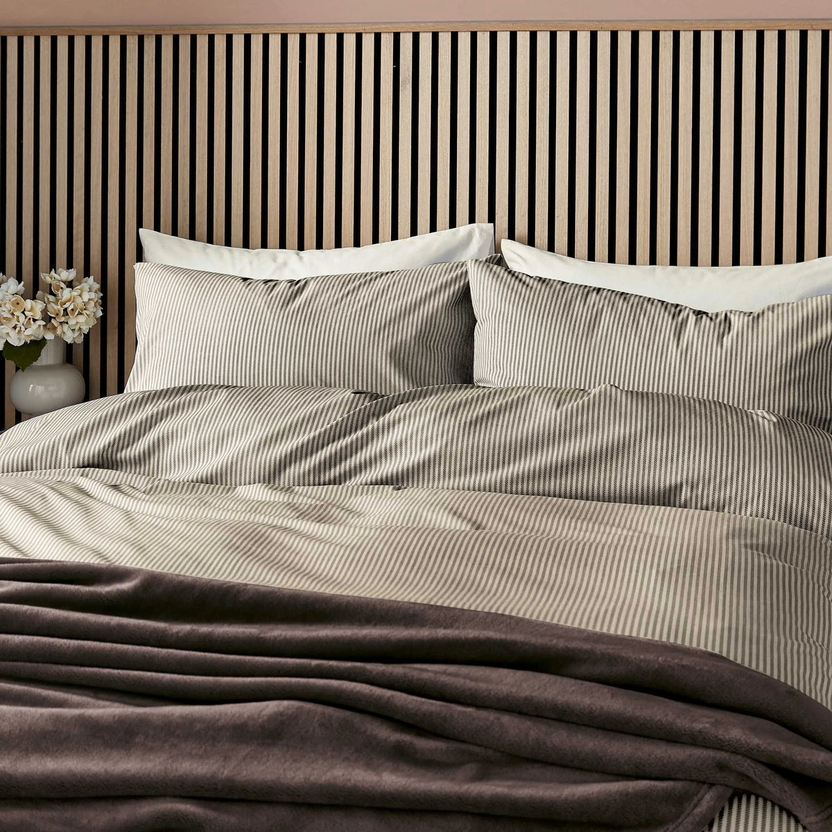 Calico & Chalk Twill Stripe Cover Set - Chocolate