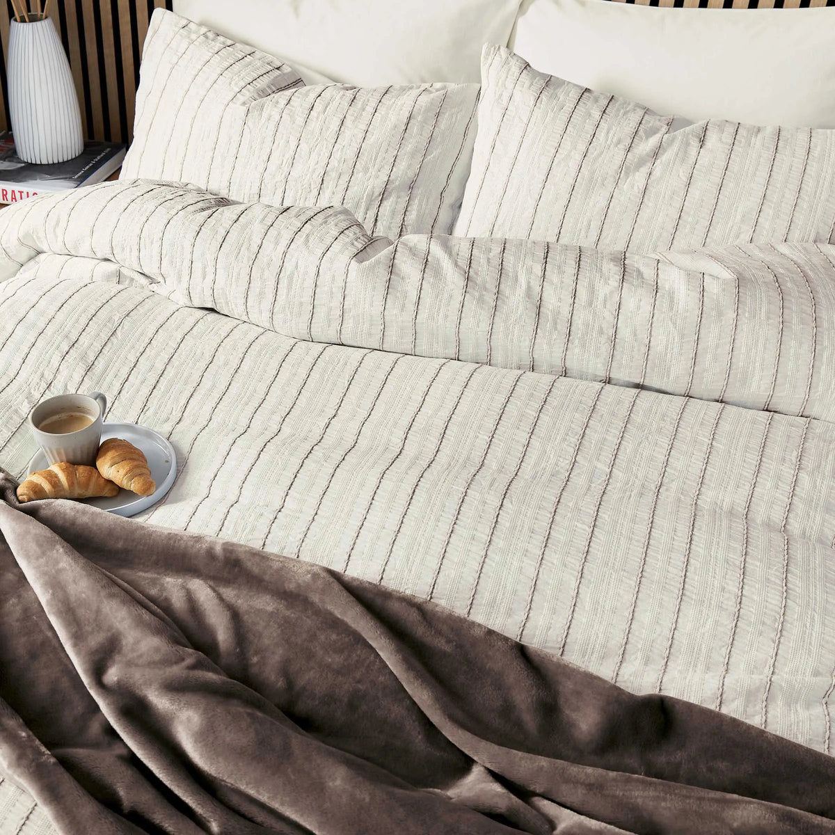 Calico & Chalk Waffle Stripe Cover Set - Chocolate