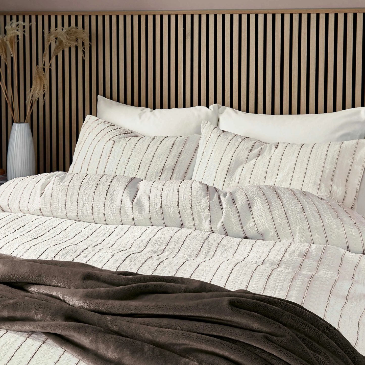 Calico & Chalk Waffle Stripe Cover Set - Chocolate