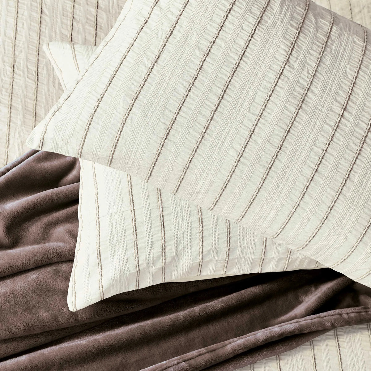Calico & Chalk Waffle Stripe Cover Set - Chocolate