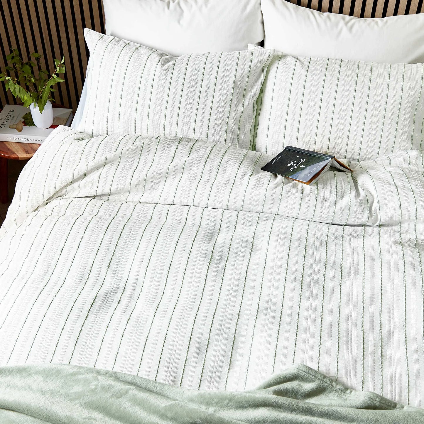 Calico & Chalk Waffle Stripe Cover Set - Green