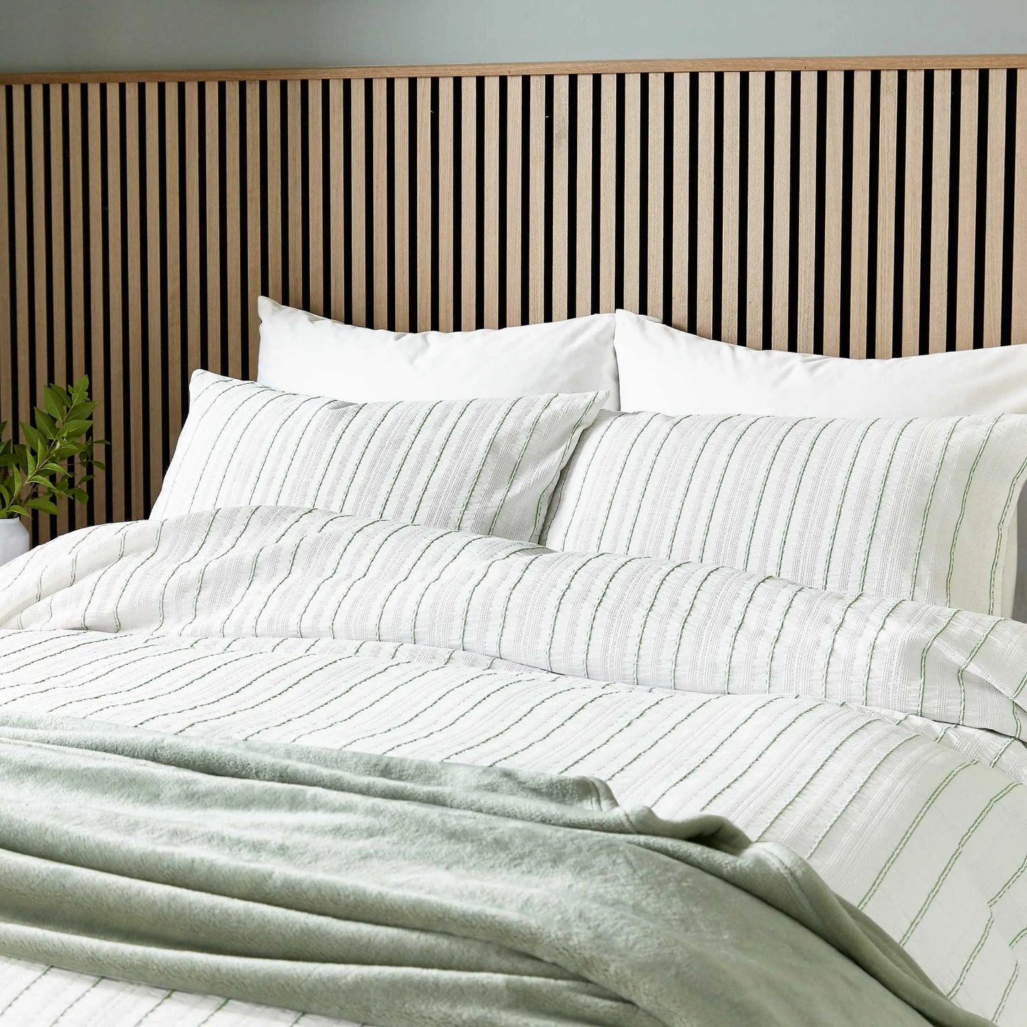 Calico & Chalk Waffle Stripe Cover Set - Green