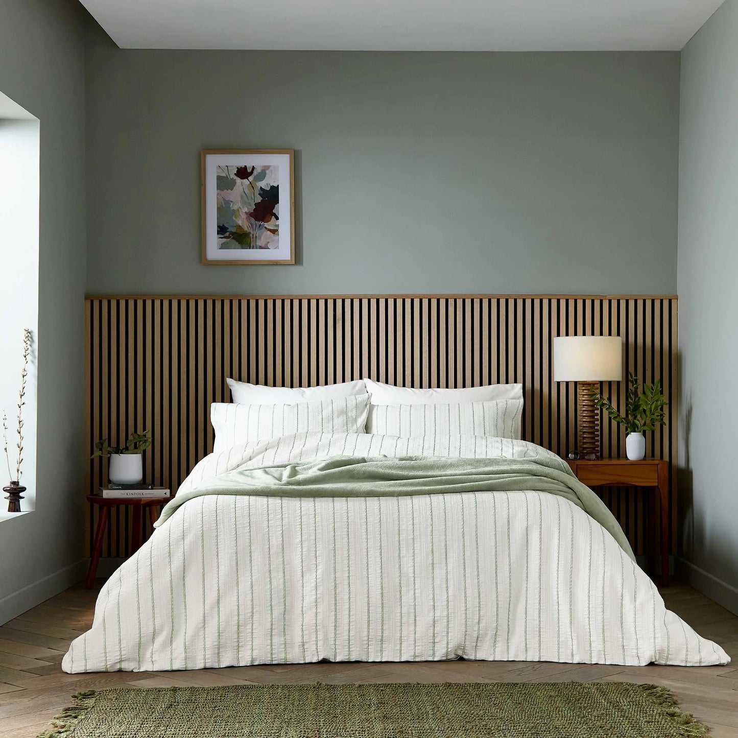 Calico & Chalk Waffle Stripe Cover Set - Green