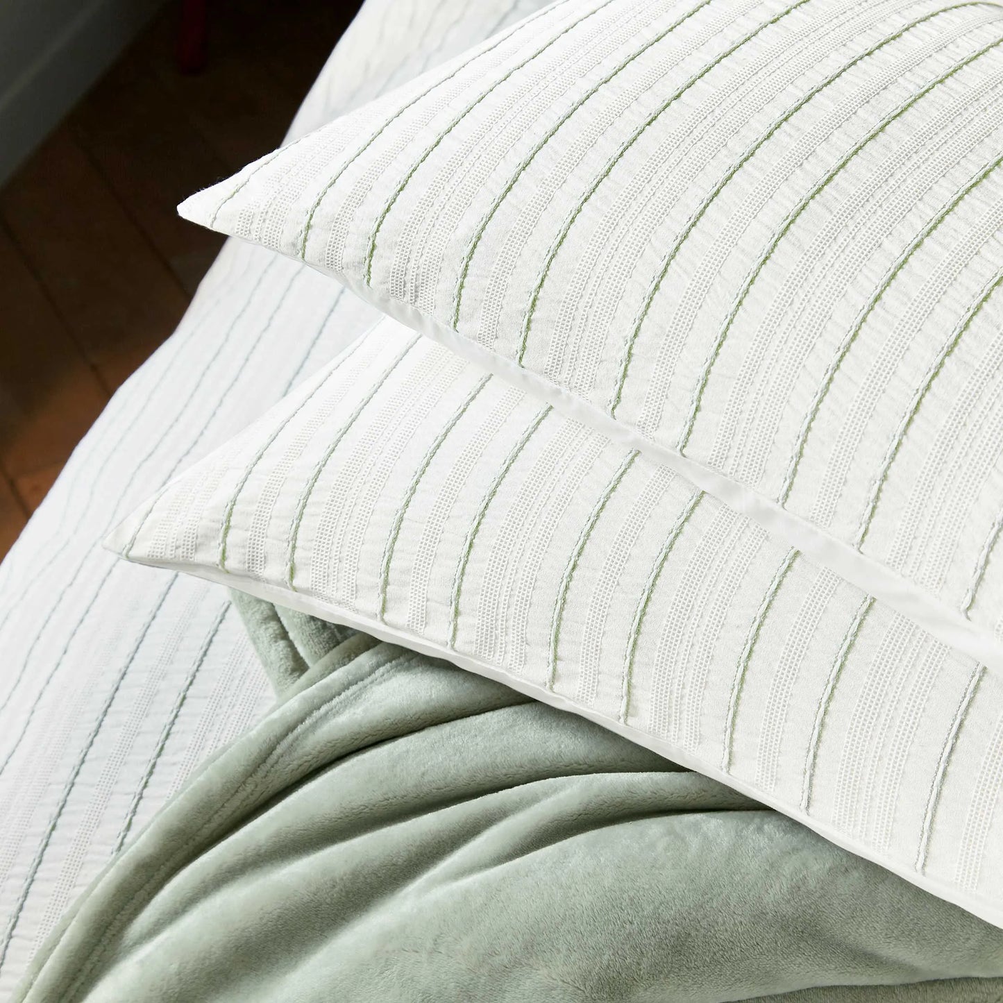 Calico & Chalk Waffle Stripe Cover Set - Green