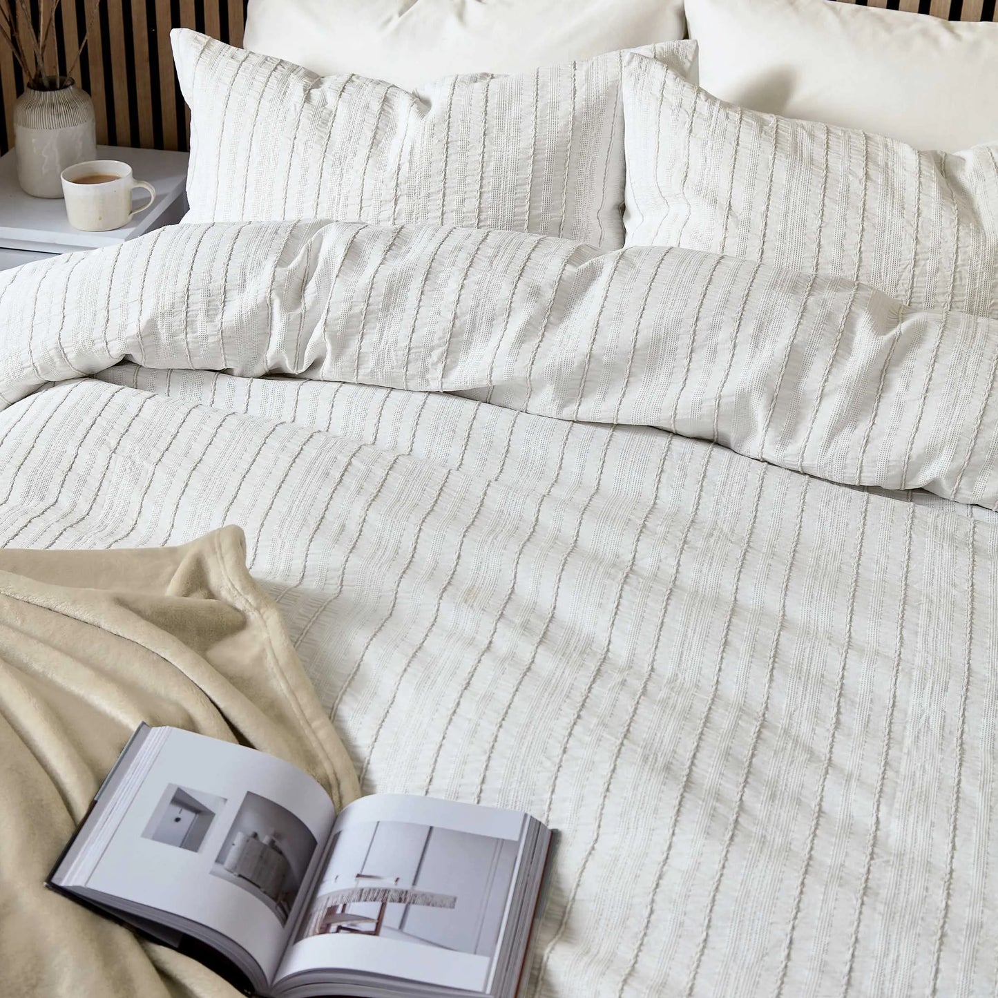 Calico & Chalk Waffle Stripe Cover Set - Linen