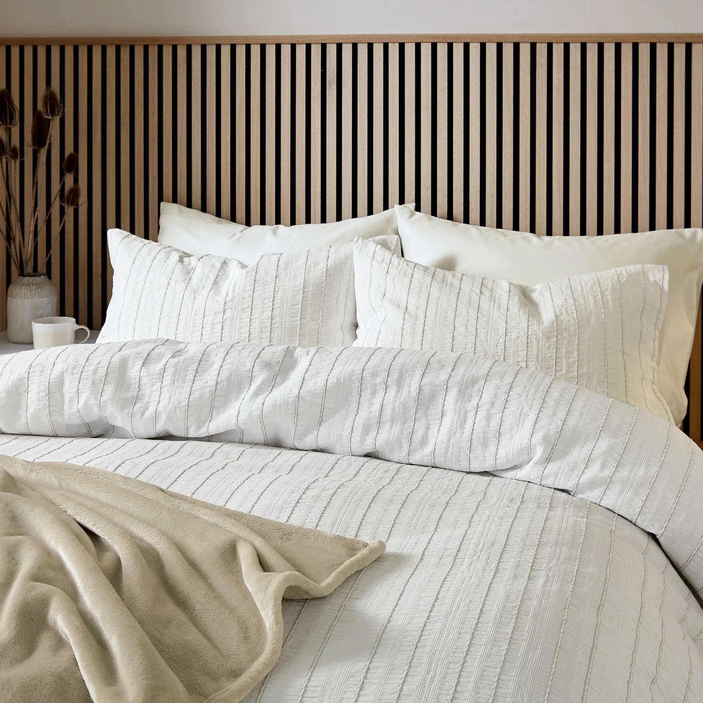 Calico & Chalk Waffle Stripe Cover Set - Linen